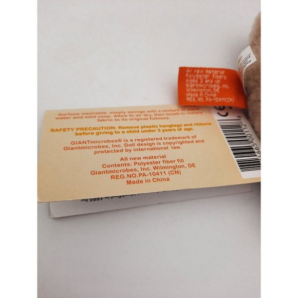 E COLI Giant Microbes Plush By Drew Oliver Medical w/Facts Card 2005 NWT 7" Wide - Picture 4 of 9